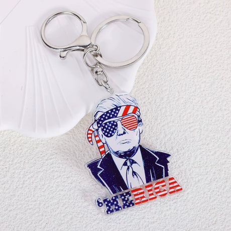 American Independence Day Trump Acrylic Keychain Star Peripheral Bag Hanging Ornaments