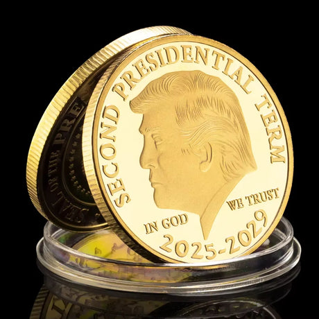 Donald Trump Gold Coin Gold Plated Collectable Coin and Case Included Second Presidential Term 2025 - 2029 Commemorative Coin