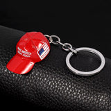 New Trump Red Hat Pendant Keychain American Flag Hat Make America Great Again Metal Key Chain for Men Cap Car Key Ring Jewelry