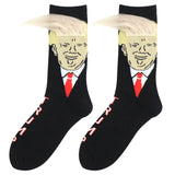 Socks Spoof Funny Donald Trump Socks with 3D Fake Hair Crew Socks Men Women Compression Socks Streetwear Hip Hop Sokken Homme