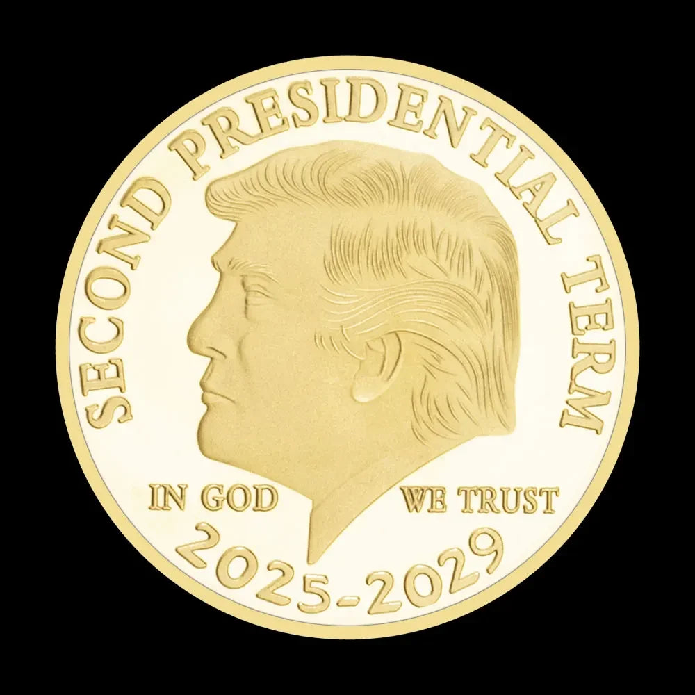 Donald Trump Gold Coin Gold Plated Collectable Coin and Case Included Second Presidential Term 2025 - 2029 Commemorative Coin