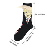 Socks Spoof Funny Donald Trump Socks with 3D Fake Hair Crew Socks Men Women Compression Socks Streetwear Hip Hop Sokken Homme