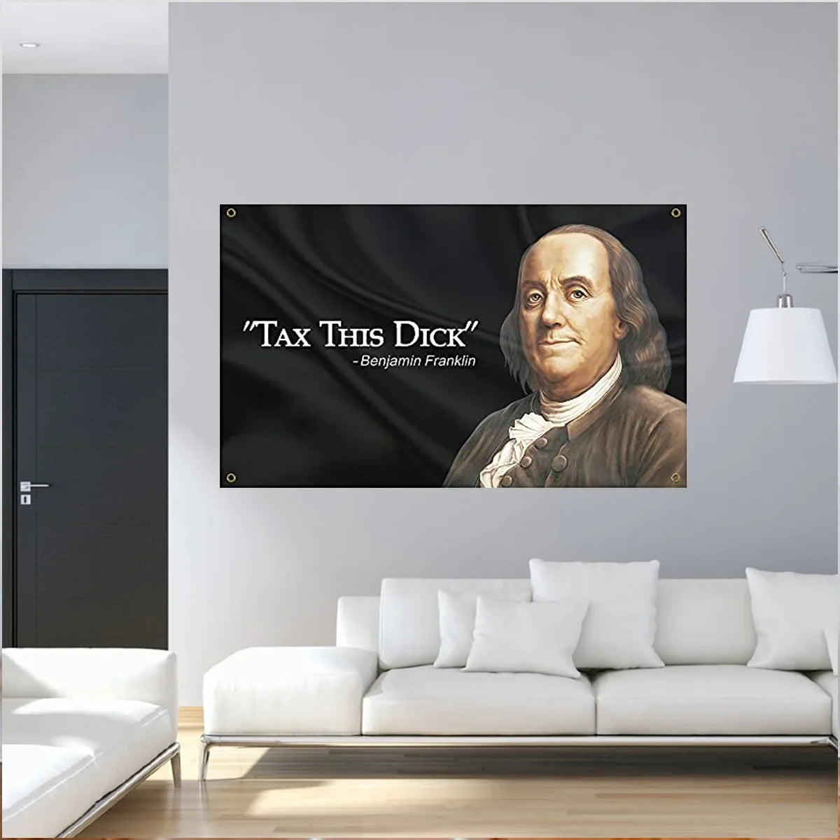 Benjamin Franklin Tax This Dick Funny Flag Banner 3X5Ft 90X150Cm with Four Brass Grommets Suitable for Indoor Outdoor Decoration