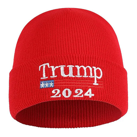 1-10PCS Trump Beanie Hat 2024 Embroidery MAGA Hat Make America Great Again Autumn Winter Knit Hats for Men Women USA Flag Cap