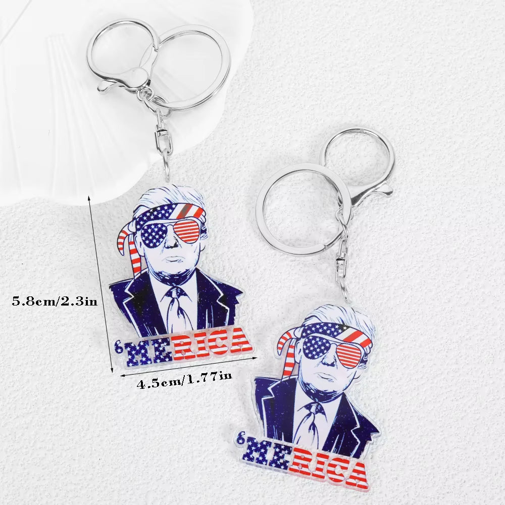 American Independence Day Trump Acrylic Keychain Star Peripheral Bag Hanging Ornaments