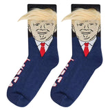 Socks Spoof Funny Donald Trump Socks with 3D Fake Hair Crew Socks Men Women Compression Socks Streetwear Hip Hop Sokken Homme