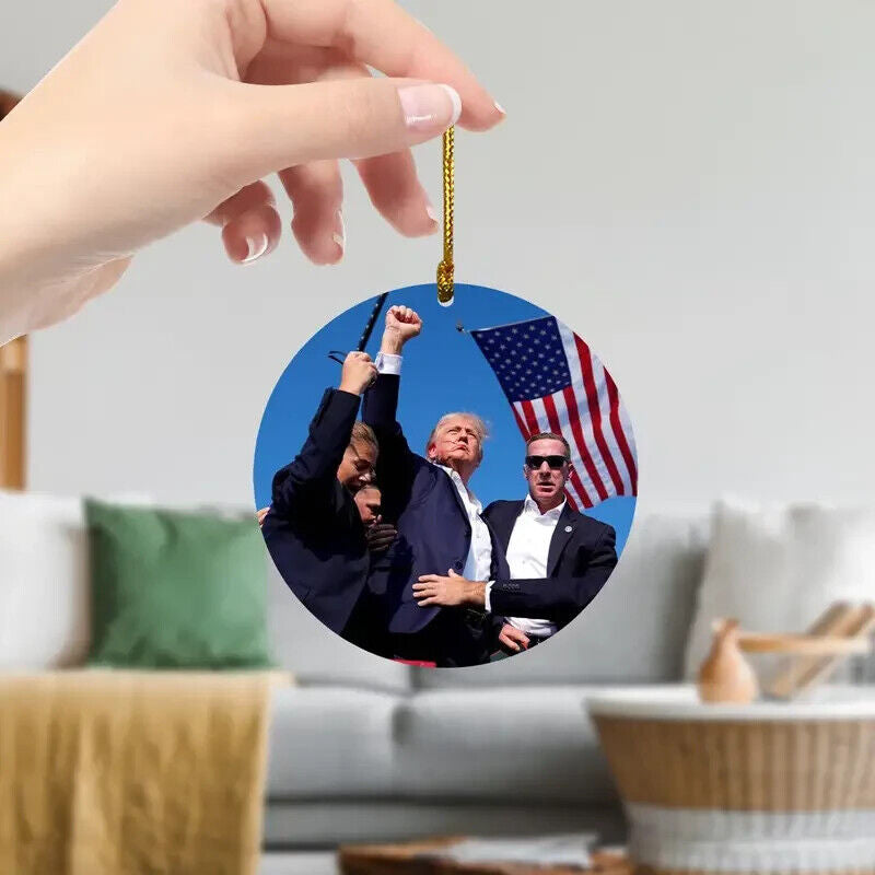 Patriotic Trump 2024 Christmas Ornament Tree, Car Decor, Holiday Gift , Allyear